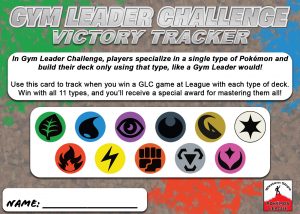 Gym Leader Challenge Victory Tracker Card - Western Slope Pokemon League, Montrose, Colorado